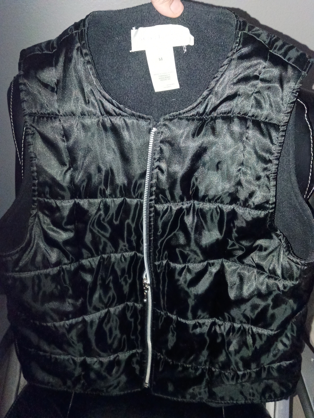 Susan Bristol Black Quilted Zip-Front Vest